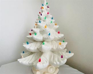 Large lighted ceramic Christmas tree