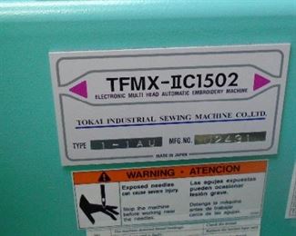 TAJIMA 2 HEAD EMBRODIERY MACHINE LABEL