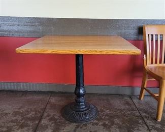 Wooden Square Table w/ a Metal Decorative Base