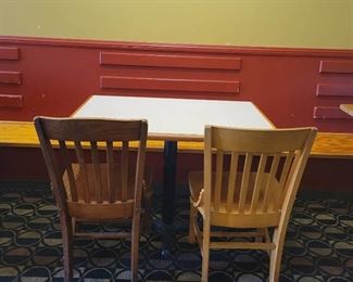 Wooden Table W/ Laminated Top & (2) Wooden Chairs