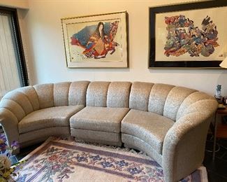 Otsuka Prints, one signed twice
Thayer Coggin Sofa