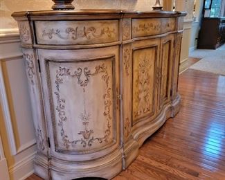 Painted buffet chest. 43" high x 75" long x 20" deep.
