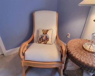 table: 23"h x 19"w, rocking chair" 36"h x 23"w x 32"d, lamp (2 available): 27"h