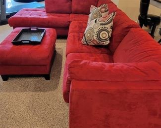 34" x 89"w (chaise section) x 125"d (entire sofa side), ottoman: 18"h x 39"w x 29"d