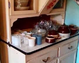 Antique Hoosier style kitchen cabinet with flour bin  