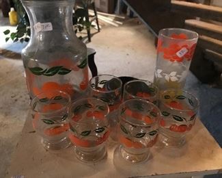 Orange juice pitcher and glasses