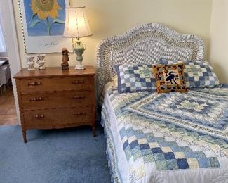 White Wicker Bed | Chest of Drawers