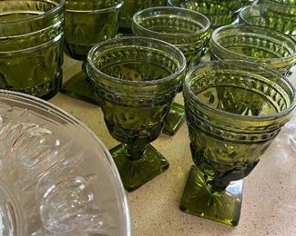 Vintage Avocado Green Drink ware