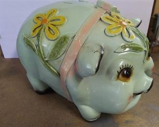 Vintage Chalkware Large Piggy Bank 20 L x 12 W x 14 H