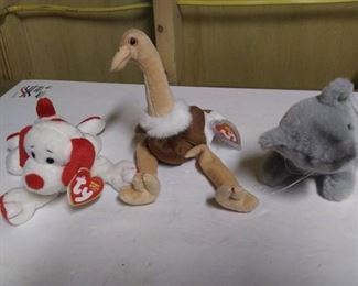 Two Ty Beanie Babies and a Gund Cat