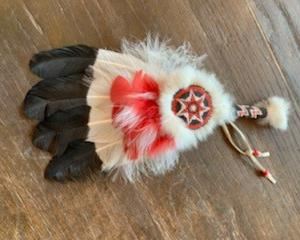 Beaded feather dance wand