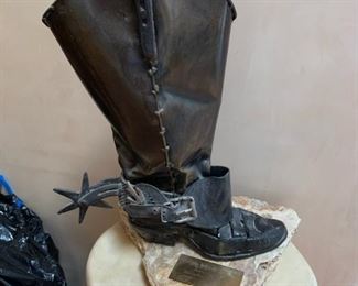 Cowboy boot sculpture by Dewey Severs