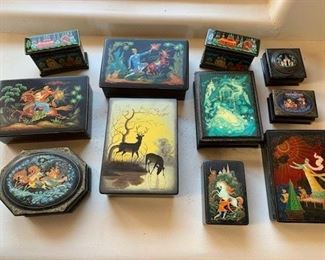 Vintage signed Russian lacquer boxes