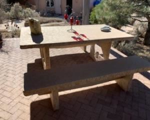 Beautiful stone table and benches, 80" x 42" table