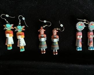 Fun carved and painted wooden earrings