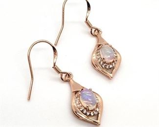 4a - Australian Fire Opal Sterling Earrings 0.60 CT Fire Opal 925 Sterling