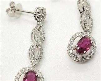 6z - Rare GIA certified Platinum Ruby diamond earrings Appraised $18,400 2.02 cts rubies 1.27 cts diamonds screw on backs