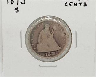 15c - 1875 S Seated Liberty Twenty Cents