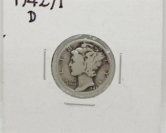 17c - 1942/1 D Silver Mercury Dime