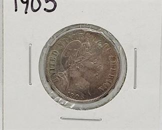 20c - 1905 Barber Dime