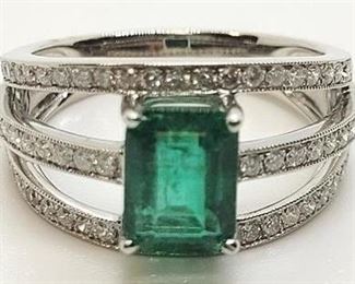 20z - Platinum emerald & diamond ring Appraised $12,370 size 6.5 1.68 carat natural emerald .60 cts diamonds