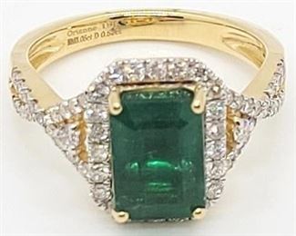 23z - 18K Emerald & diamond ring Appraised $11,874 size 6.75 3.05 carat emerald cut natural Emerald .52 cts diamonds