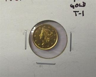 27c - 1851 $1 Gold T-1 Coin