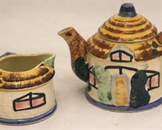 
30 - Hand Painted Creamer and Sugar Set 5" tall