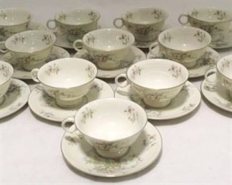 
72 - Set of 12 Haviland "Apple Blossom" Cups + Saucers 24pc.