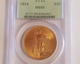 
103c - 1924 PCGS MS65 $20.00 Gold St. Gaudens