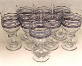 115 - Set of 8 Striped Glasses 7" tall
