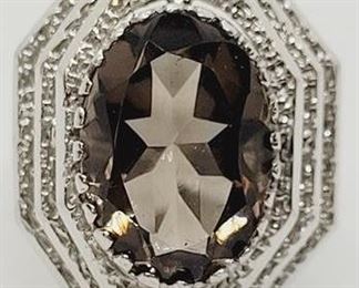 118z - 10k Gold Smokey Quartz Ring sz 6.5