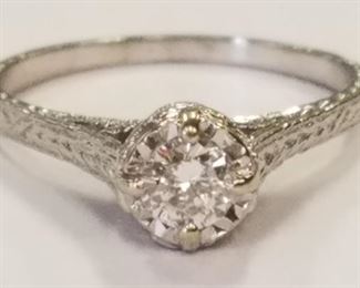 122z - 14K Gold .30 RBC Diamond Ring SZ 7