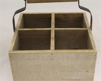 132 - Wood Bottle Carrier 8 1/2" x 8 1/2" x 11"