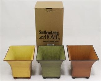 134 - Southern Living 3pc. Tole-Painted Pots 5 1/2" x 5 1/2"