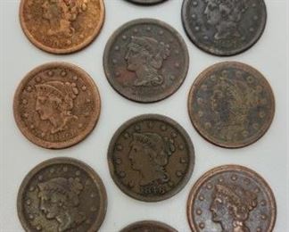 137c - Group of 10 large cents