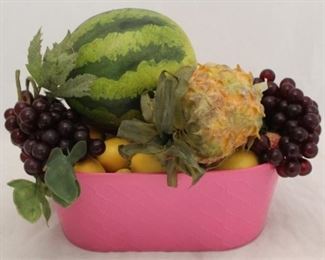 
143 - Metal Tin w/ Faux Fruit 13" x 12"