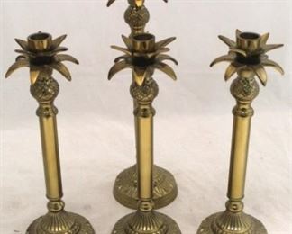 147 - Set of 4 Brass Candle Holders 13" and 15" tall