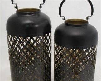 148 - Pair of Metal Candle Holder Lanterns 18" x 21"