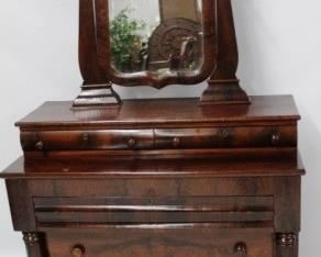 158x - Very Unusual Period Empire Chest w/ Mirror 80" x 21 1/2" x 45"