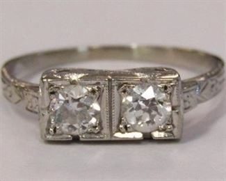 213z - 14k Antique .60tw Ring (2 diamonds) (S1-1)(G-H) size 8 White gold