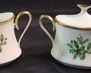 215 - Lenox Holiday Creamer & Sugar Set