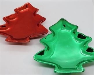 229 - Dept 56 - 2 Christmas Tree Trays 8" x 7"