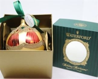 
241 - Waterford Heirloom Holiday Peacock Gold Ball Ornament w /box