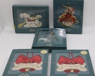 257 - 5 Lenox Christmas Ornaments