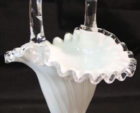 261 - Fenton 12" Swirl Silvercrest Basket Signed