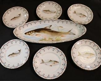 271 - Austrian Fish Service Set - 12 pcs platter - 21" x 8" (1pc) plates - 8.5" (11pcs)