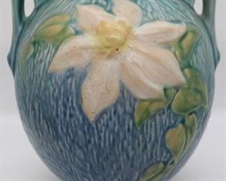 273 - Roseville Clematis double handle vase - 8 1/2"