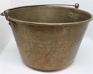 318 - Vintage Brass Bucket w /Swinging Handle 11" round x 6.5" tall