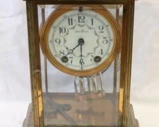 
340 - Seth Thomas Brass & Glass Clock 12" x 8.5" x 5.5"